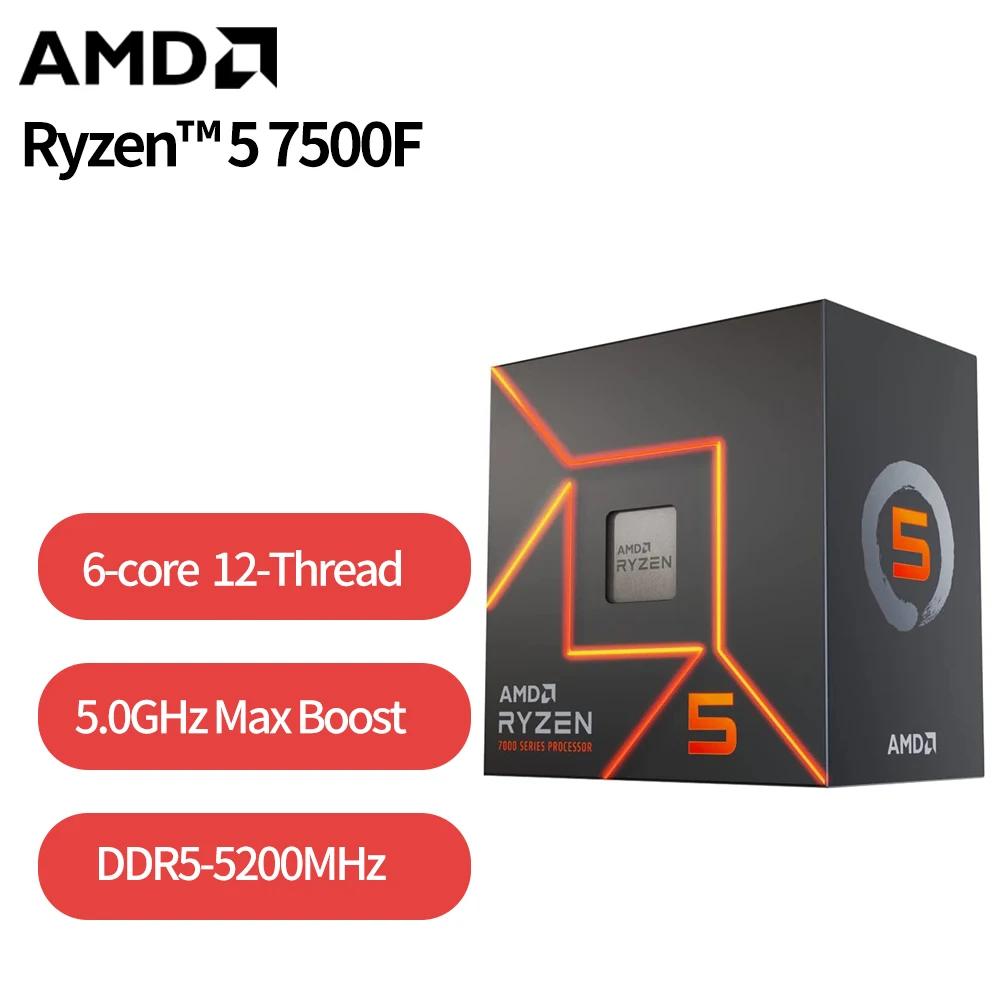 AMD Ryzen 5 7500F R5 7500F, 3.7GHz, 6 ھ 12  CPU μ, 5NM L3 = 32M 100 000000597 , AM5  ڽ,  , ǰ